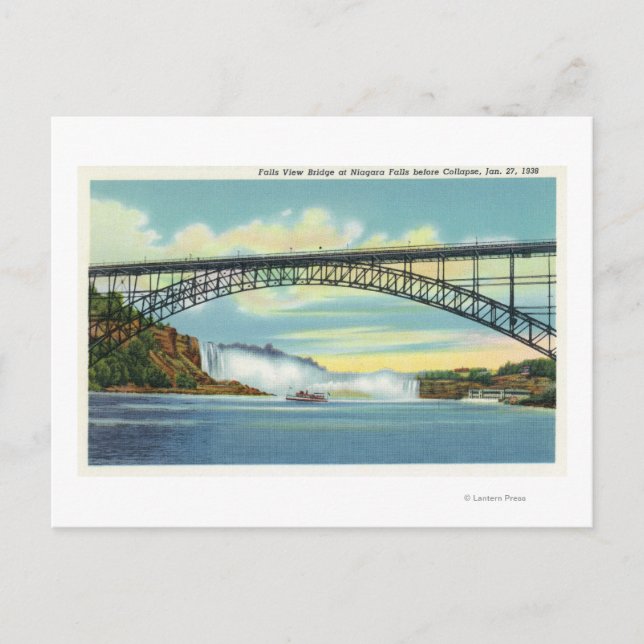 Carte Postale Vue sur le pont Falls View avant l'effondrement (Devant)