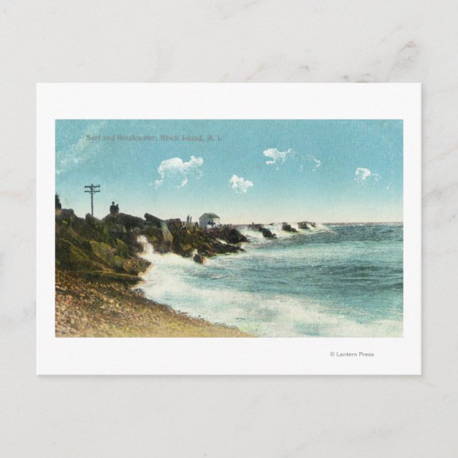 Carte Postale Vue sur le Surf et la brise-lames (Devant)