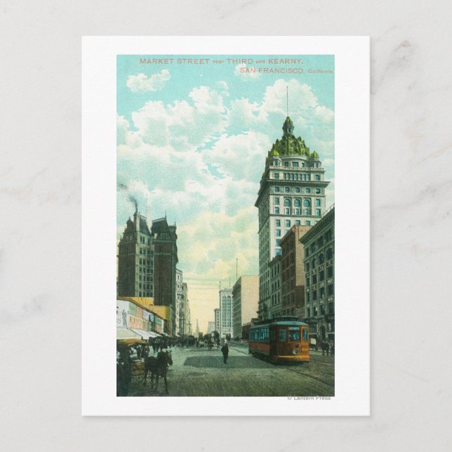 Carte Postale Vue sur Market St vers les 3ème et Kearny (Devant)