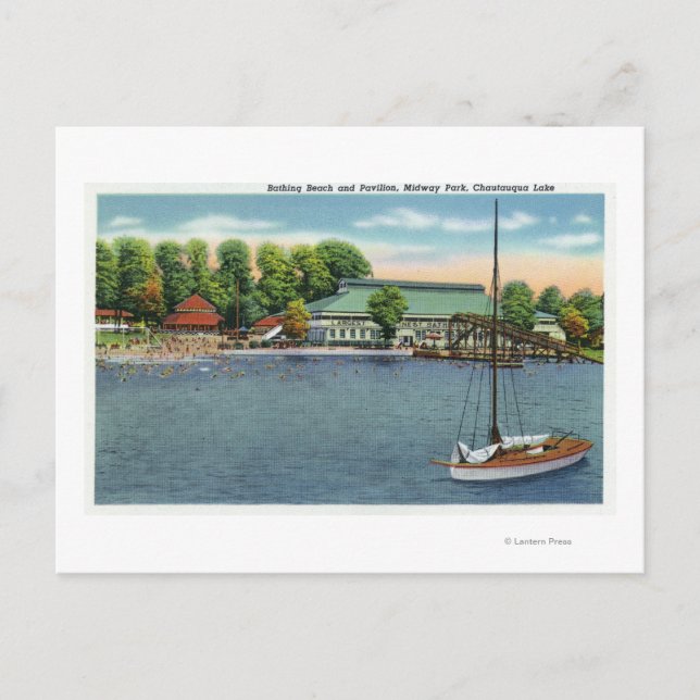 Carte Postale Vue sur Midway Park Beach et Pavilion (Devant)