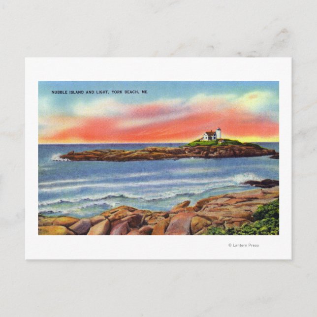 Carte Postale Vue sur Nubble Island et le phare (Devant)
