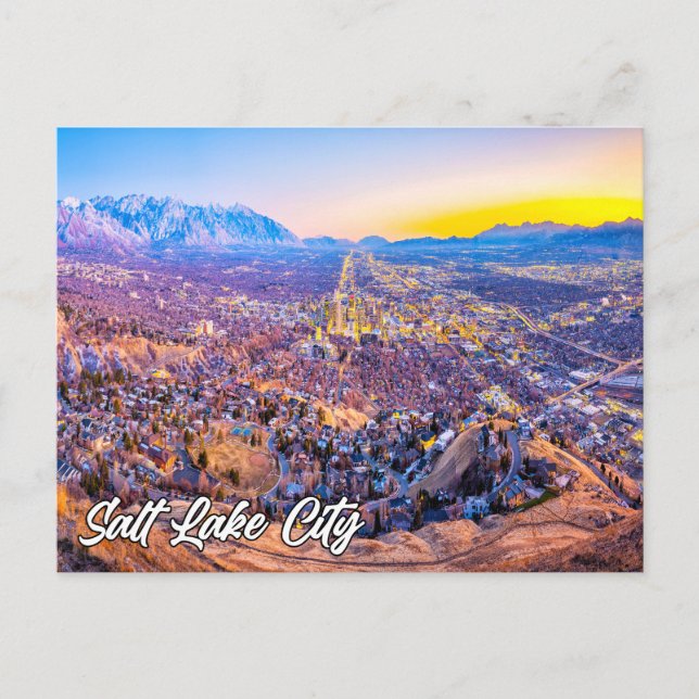 Carte Postale Vue sur Salt Lake City, Utah, États-Unis (Devant)