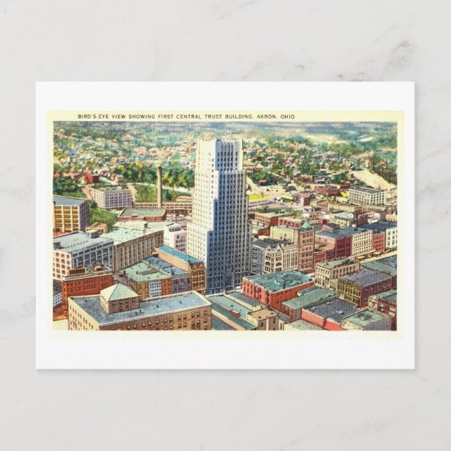 Carte Postale Vue vintage d'Akron, Ohio, (Devant)