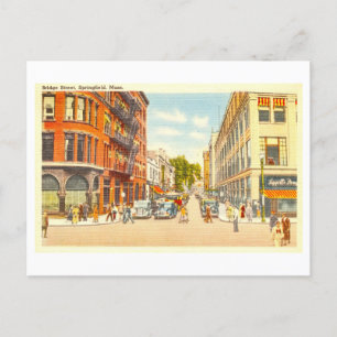 Carte Postale Vue vintage de Bridge Street, Springfield, Mass.,