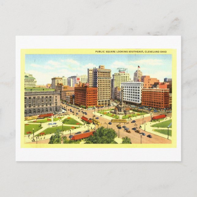 Carte Postale Vue vintage de Cleveland, Ohio, (Devant)