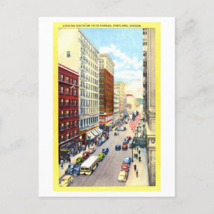Carte Postale Vue vintage de la Cinquième Avenue à Portland, Ore