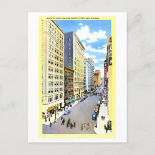Carte Postale Vue vintage de la Sixième Avenue à Portland, Orego
