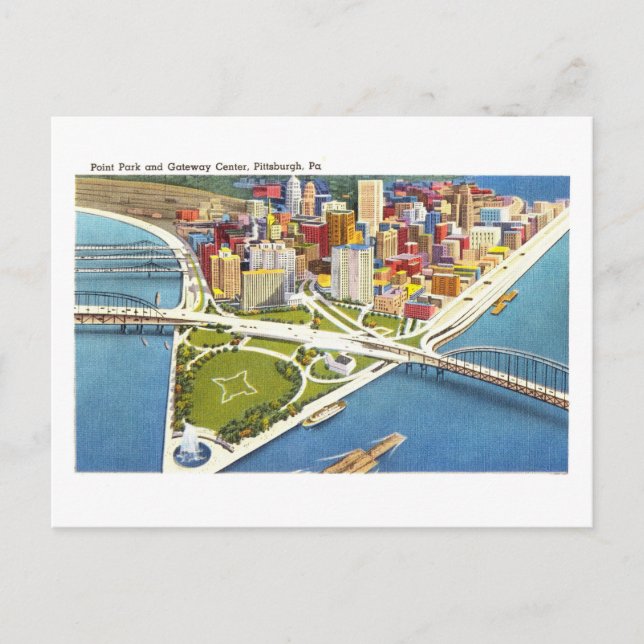 Carte Postale Vue vintage de Pittsburgh, Pennsylvanie, (Devant)