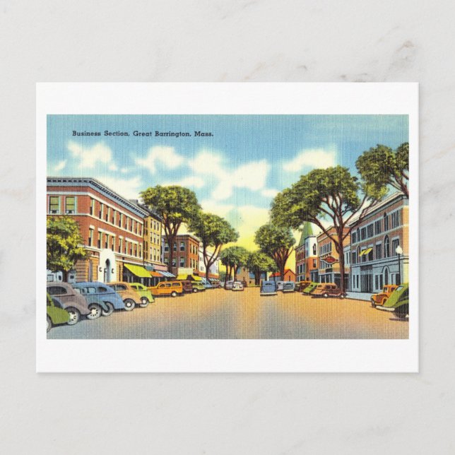 Carte Postale Vue vintage sur Great Barrington, Massachusetts, (Devant)