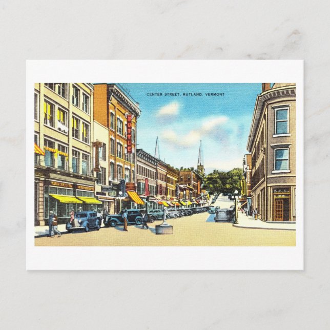 Carte Postale Vue vintage sur Rutland, Vermont, (Devant)