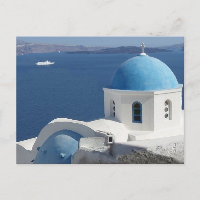 Carte Postale Vues de l'église à Santorin, Grèce (Devant)
