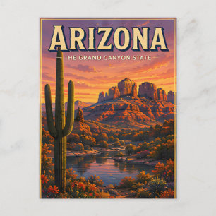 Carte Postale Vues du coucher de soleil sur la montagne du cactu