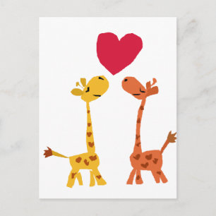 Carte Postale VW - Drôle Giraffe Love Cartoon