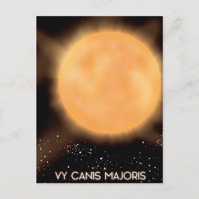Carte Postale VY Canis Majoris poster d'art spatial Sun. (Devant)