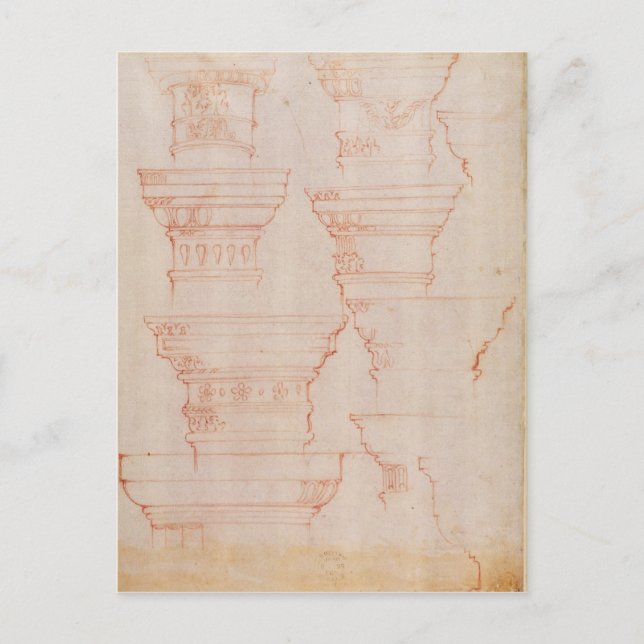 Carte Postale W.18v Étude des capitales de colonne (Devant)