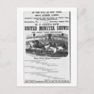 Carte Postale W. C. Coup's New United Monster Shows Ad