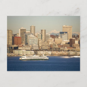 Carte Postale WA, Seattle, ligne d'horizon de Seattle et baie d'