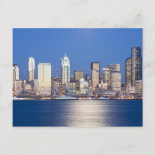Carte Postale WA, Seattle, panorama de Seattle et baie d'Elliott
