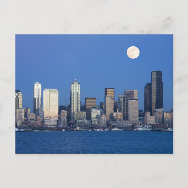 Carte Postale WA, Seattle, panorama de Seattle et Elliott Bay 2 (Devant)