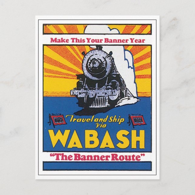 Carte Postale Wabash Banner Route Affiche ferroviaire (Devant)