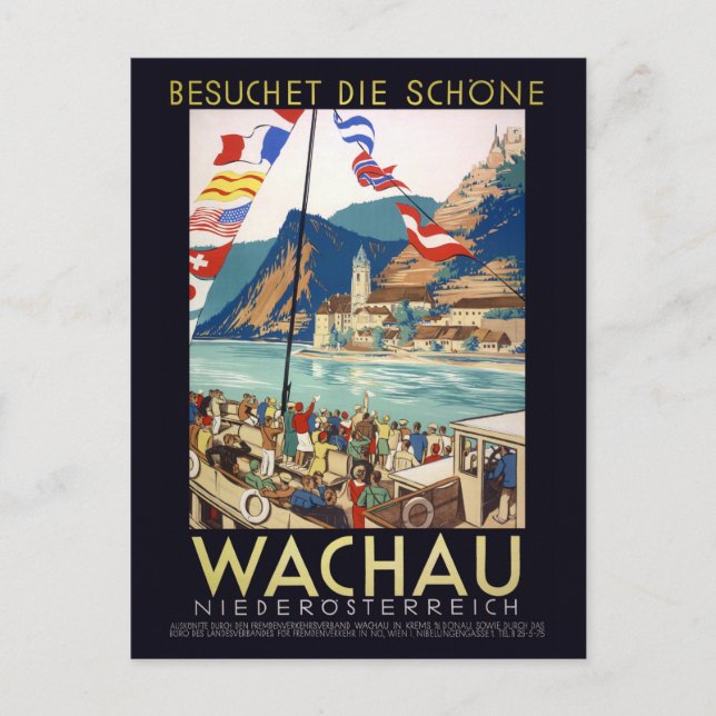 Carte Postale Wachau Autriche Poster vintage 1930 (Devant)