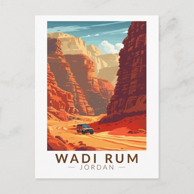 Carte Postale Wadi Rum Jordan Travel Art Vintage (Devant)