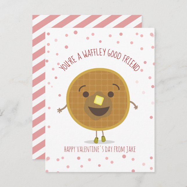 Carte Postale Waffley Good Friend Waffle Kid Classroom Valentine (Devant / Derrière)