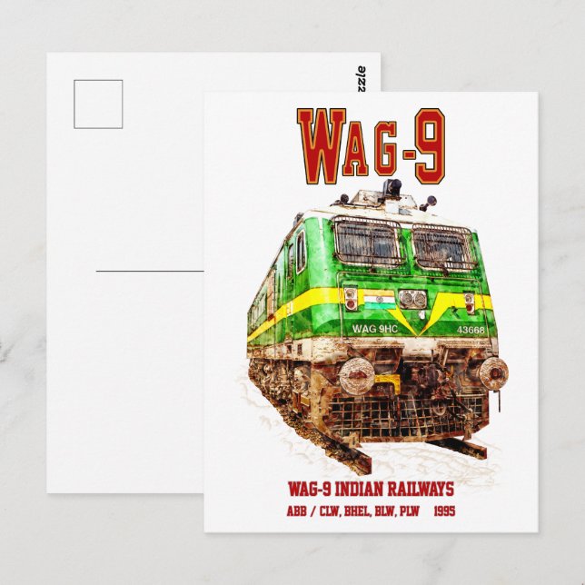 Carte Postale WAG-9 Locomotive. Train de marchandises des chemin (Devant / Derrière)
