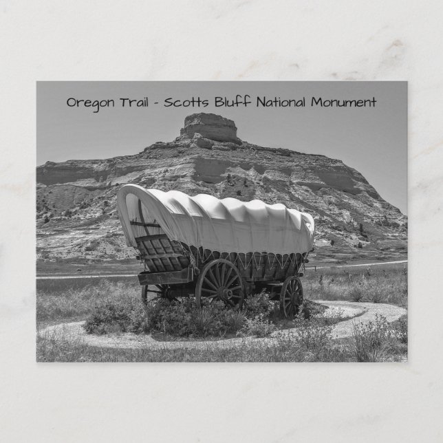 Carte Postale Wagon couvert au monument national de Scotts Bluff (Devant)