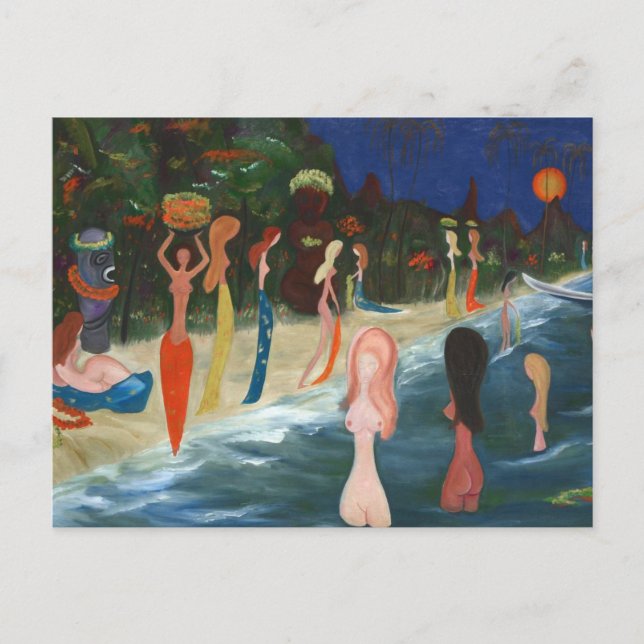 Carte Postale Wahine et Tiki par Marguerite Blasingame (Devant)