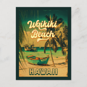 Carte Postale Waikiki Beach Hawaii Palmiers Vintages Souvenir
