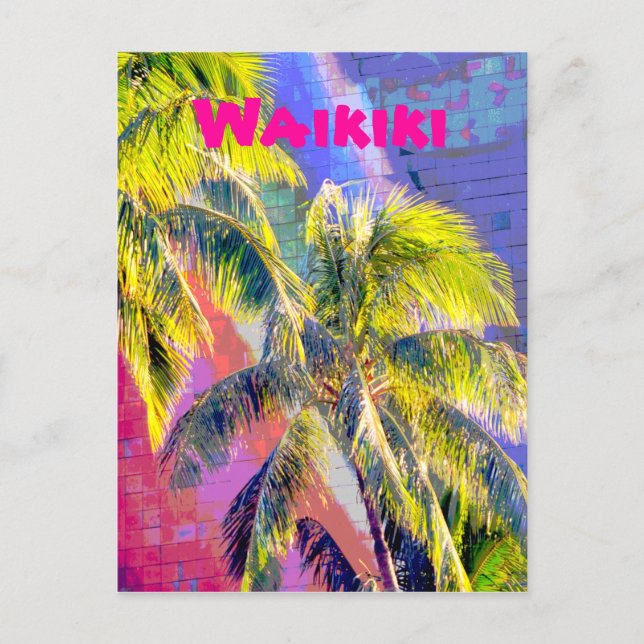 Carte postale Waikiki Palm Tree Color (Devant)