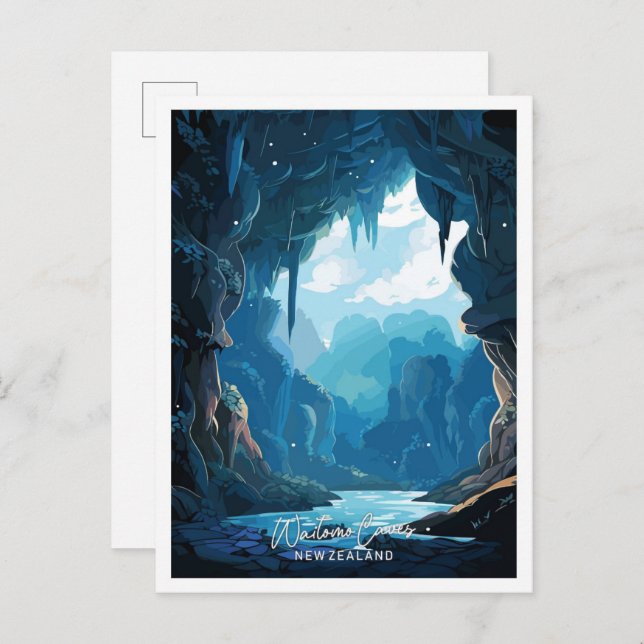 Carte Postale Waitomo Caves Nouvelle-Zélande Voyage illustration (Devant / Derrière)