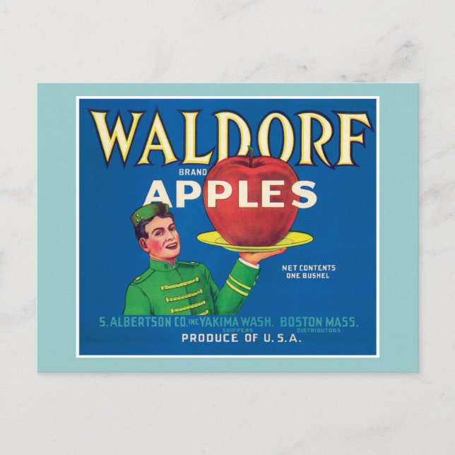Carte Postale Waldorf Apples Étiquette Vintage (Devant)