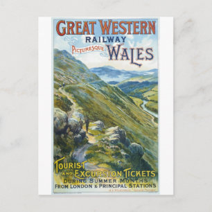 Carte Postale Wales Angleterre Vintage voyage de chemin de fer