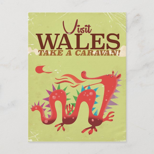 Carte Postale Wales Caravan poster vintage de vacances (Devant)