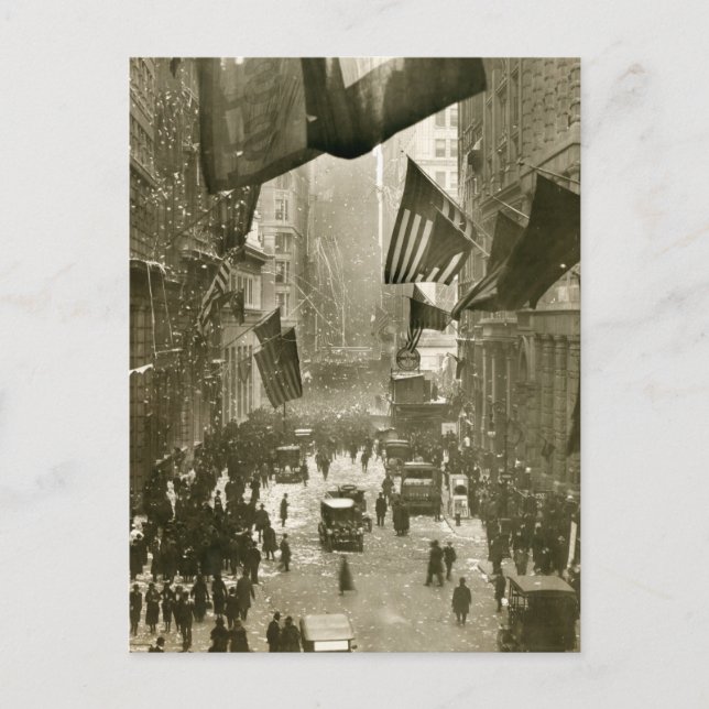 Carte Postale Wall Street Party, fin WW1, 1918 (Devant)