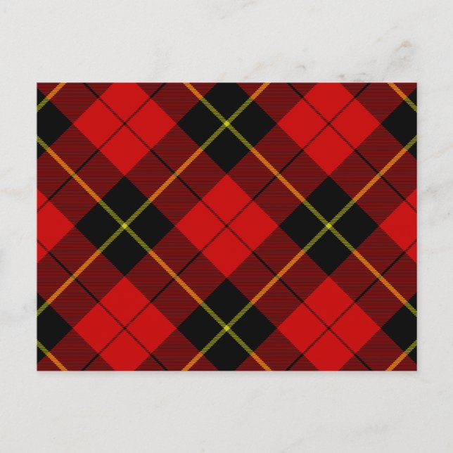 Carte Postale Wallace tartan rouge noir plaid (Devant)