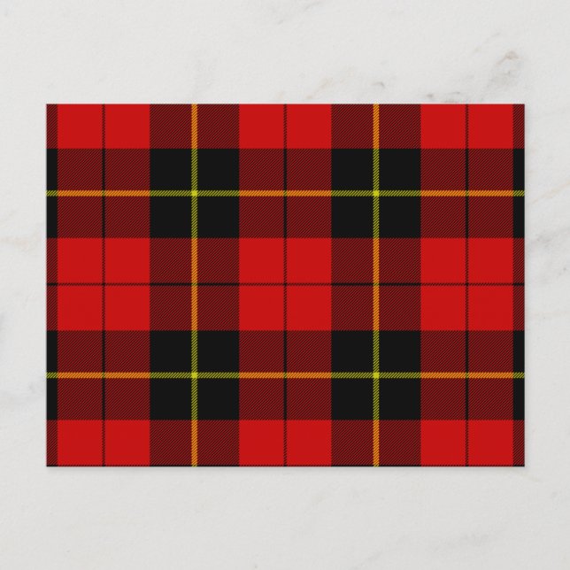 Carte Postale Wallace tartan rouge noir plaid (Devant)