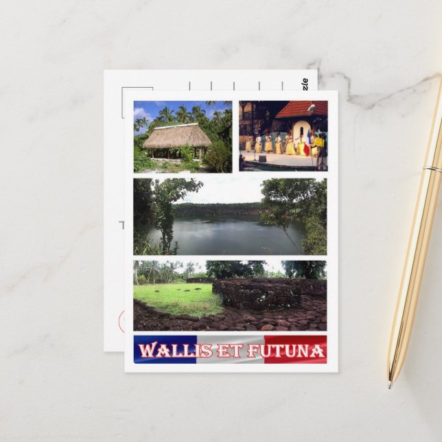 Carte Postale Wallis et Futuna - Mosaïque - (Devant/Arrière en situation)