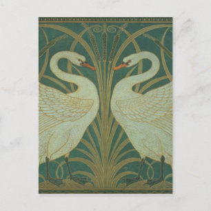 Carte Postale Wallpaper Design for panel of "Swan, Rush & Iris"