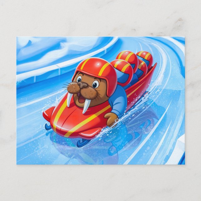Carte Postale Walrus Racing Down the Track in a Fast Bobsleigh R (Devant)