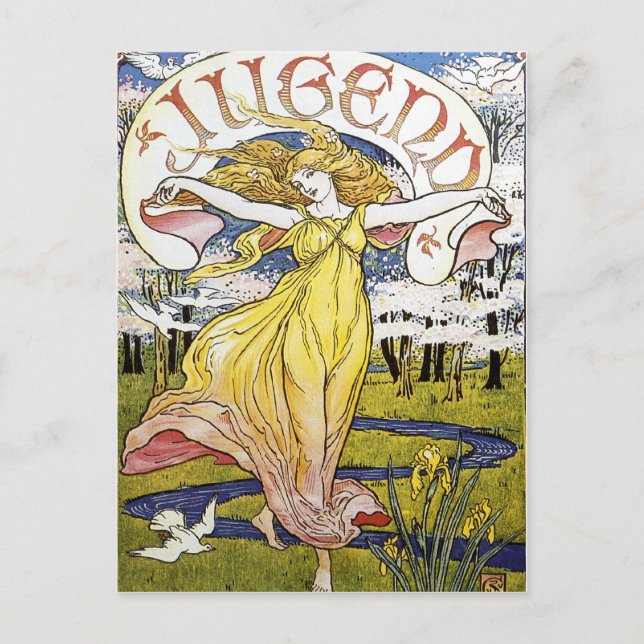 Carte Postale Walter Crane "Jugend" Art Nouveau (Devant)