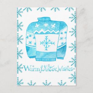 Carte Postale Warm Winter Wishes Christmas Sweater
