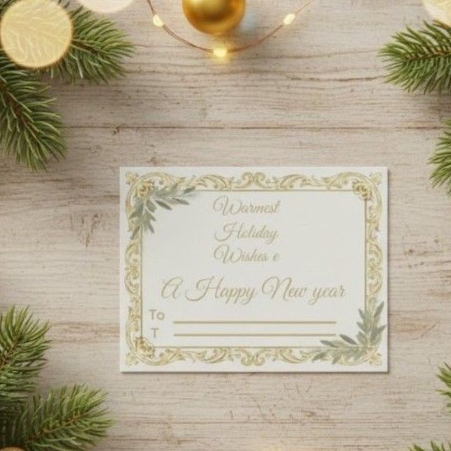 Carte Postale Warmest Wishes Elegant Gold and Sage Holiday Postc (Créateur téléchargé)