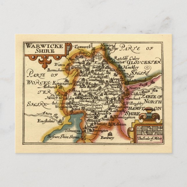 Carte Postale Warwickshire Comté Angleterre Ancien Antiquaire Ca (Devant)
