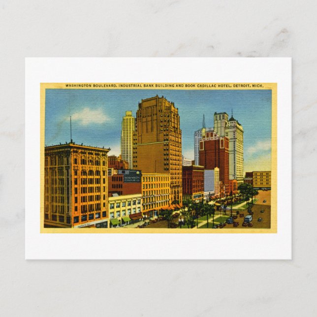 Carte Postale Washington Boulevard, Detroit, Michigan (Devant)