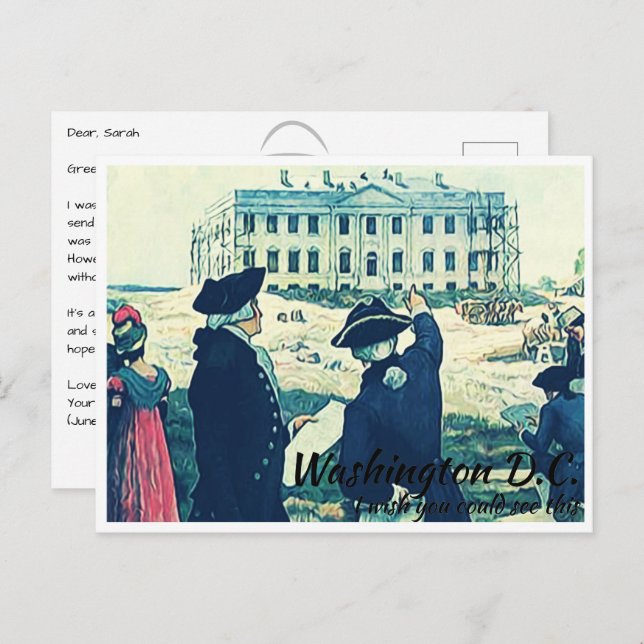 Carte Postale Washington DC Construire la Maison Blanche (Devant / Derrière)