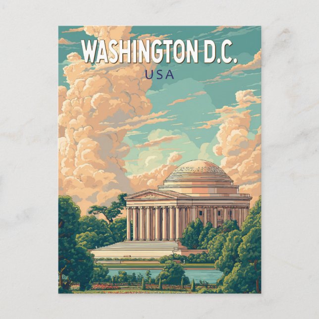 Carte Postale Washington DC Mémorial Thomas Jefferson Voyage Art (Devant)