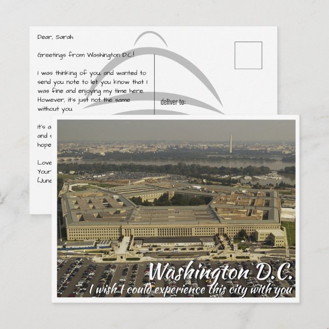 Carte Postale Washington DC Pentagon (Devant / Derrière)